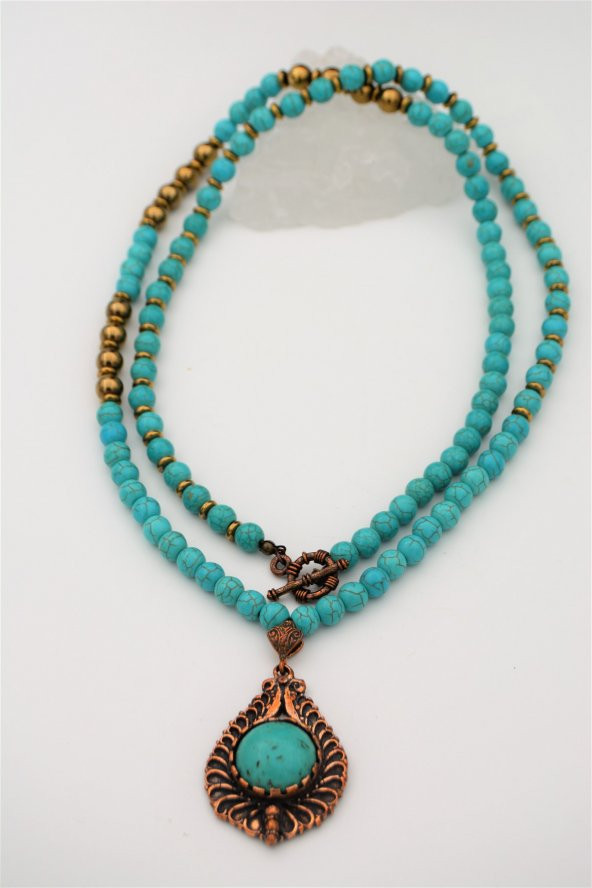 STONEAGE Turkuaz Taşlı Nazar Şifa Kolyesi - Resim 2
