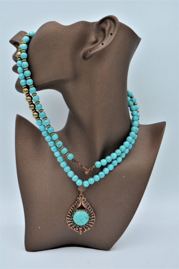 STONEAGE Turkuaz Taşlı Nazar Şifa Kolyesi - Resim 3