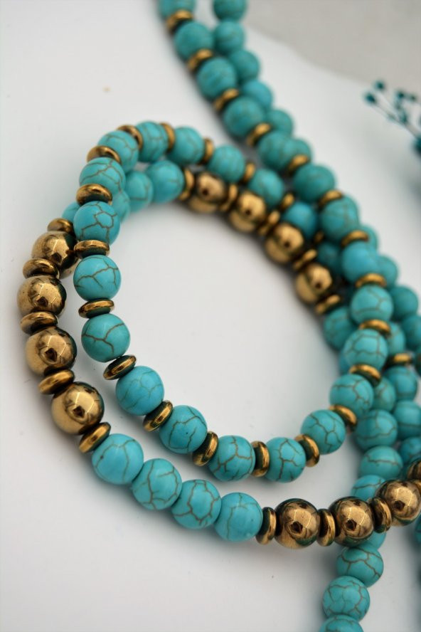 STONEAGE Turkuaz Taşlı Nazar Şifa Kolyesi - Resim 4