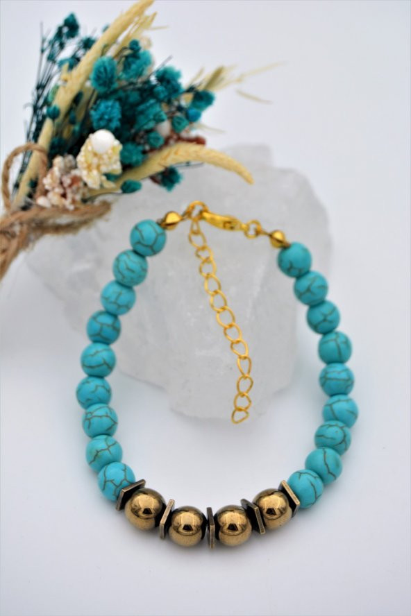 STONEAGE Hematit ve Turkuaz Bileklik - Resim 3