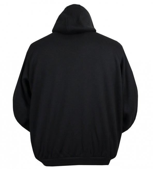 Erkek Büyük Beden Kapşonlu Sweatshirt 3 İplik Siyah - 3