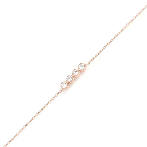 925 Ayar Gümüş Zirkon Taşlı 4 Sıra Suyolu Bileklik ürün görseli 1