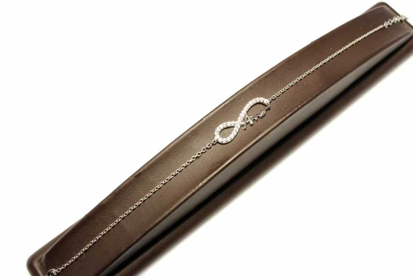 925 Ayar Gümüş Sonsuzluk Modeli Annem Yazılı Bileklik, Beyaz - Resim 4