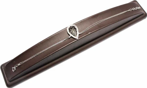 925 Ayar Gümüş Damla Modeli Zincir Bileklik - Resim 4