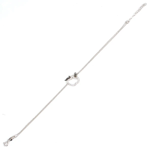 925 Ayar Gümüş Elma Modeli Zincir Bileklik - Resim 3