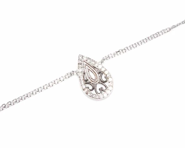 925 Ayar Gümüş Damla Modeli Zincir Bileklik - Resim 3