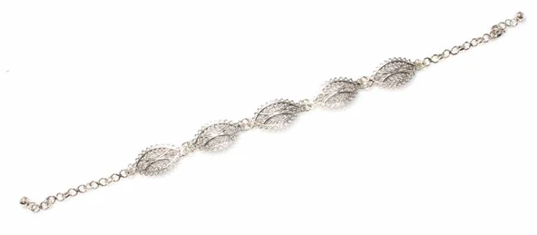 925 Ayar Gümüş Badem Motifli Telkari Bileklik ürün görseli