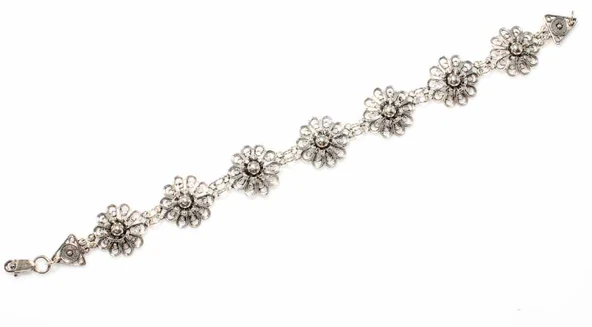 925 Ayar Gümüş Çiçek Modeli Telkari Bileklik ürün görseli 1