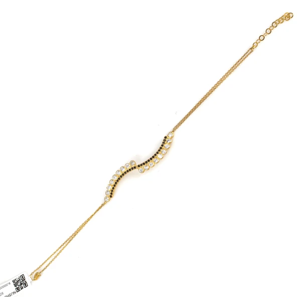 925 Ayar Gümüş Es Modeli Taşlı Bileklik, Sarı - Resim 3