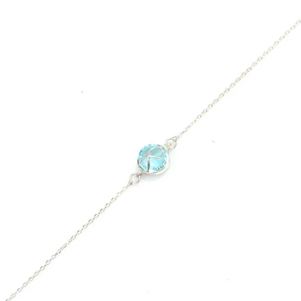 925 Ayar Gümüş Sonsuzluk Akuamarin Bileklik ürün görseli