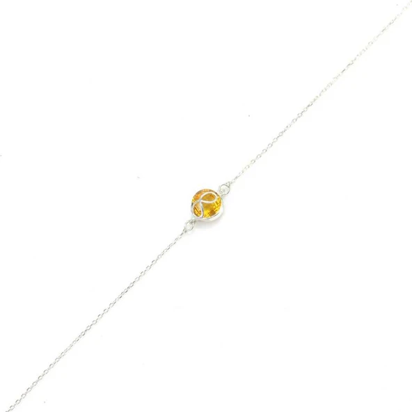 925 Ayar Gümüş Sonsuzluk Sitrin Bileklik - Resim 3