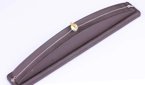 925 Ayar Gümüş Sarı Sitrin Taşlı Bileklik - Resim 2