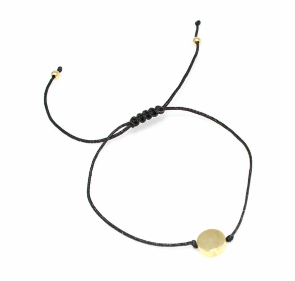 925 Ayar Gümüş İpli Yuvarlak Bileklik, Sarı - Resim 2