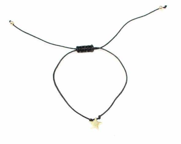 925 Ayar Gümüş İpli Yıldız Bileklik, Sarı - Resim 2