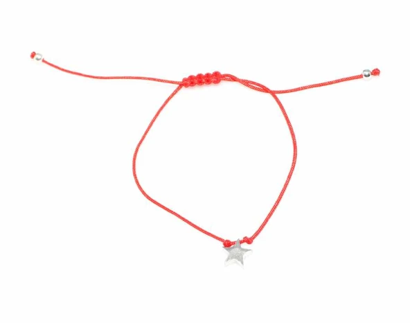 925 Ayar Gümüş İpli Yıldız Bileklik, Beyaz - Resim 2