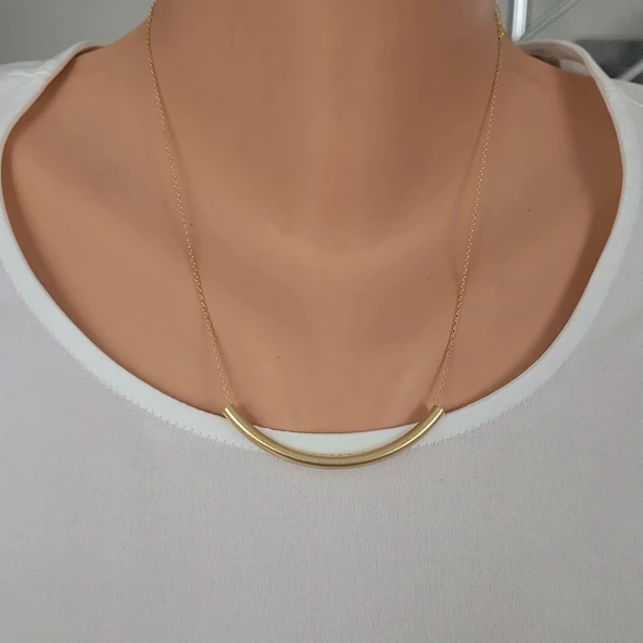 925 Ayar Gümüş Boru Kolye - 5