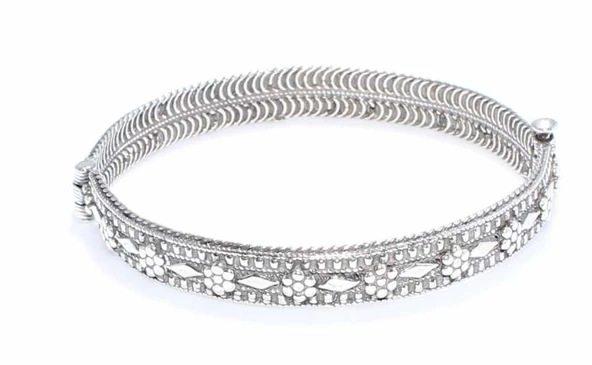 925 Ayar Gümüş Elişi Telkari Bilezik - Resim 2