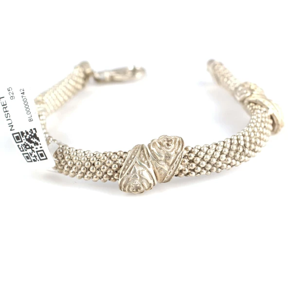 925 Ayar Gümüş Jessica Zincirli Güllü Bileklik ürün görseli 1