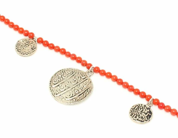 925 Ayar Gümüş Paralı Mercan Bileklik ürün görseli