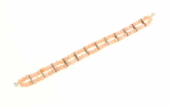 925 Ayar Gümüş Pembe Kuvars Bileklik ürün görseli 1