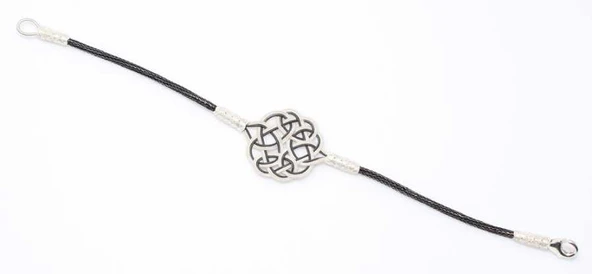 Siyah  Beyaz Aşk Düğümü 999 Ayar Gümüş Kazaz Bileklik WGBL064 - Resim 5