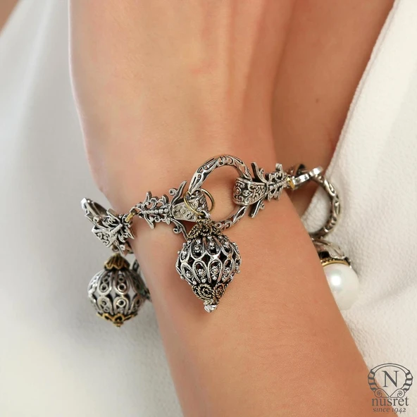 925 Ayar Gümüş Antik Bizans Toplu Bileklik ürün görseli