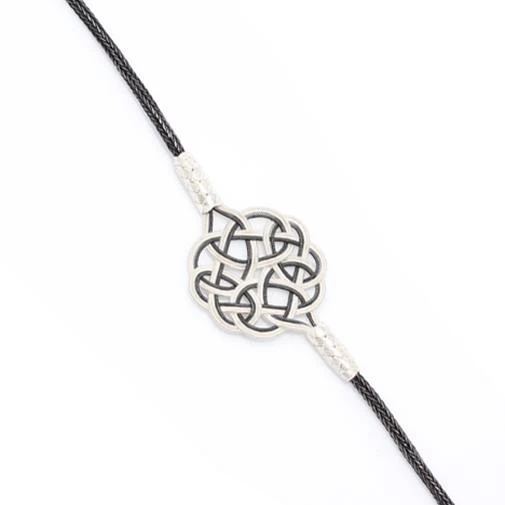 Siyah  Beyaz Aşk Düğümü 999 Ayar Gümüş Kazaz Bileklik WGBL064 - Resim 4