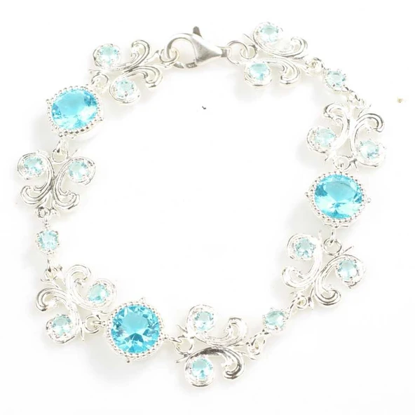 Mavi Akuamarin Taşlı Antik Bileklik - Resim 2