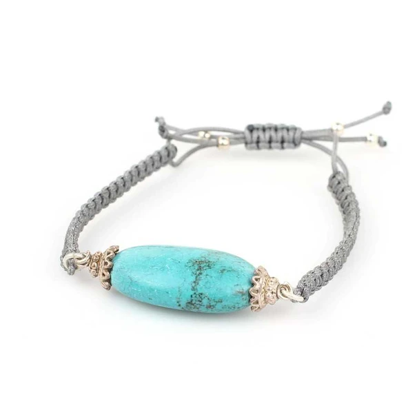 925 Ayar Gümüş Oval Firuze Taşlı Bileklik ürün görseli