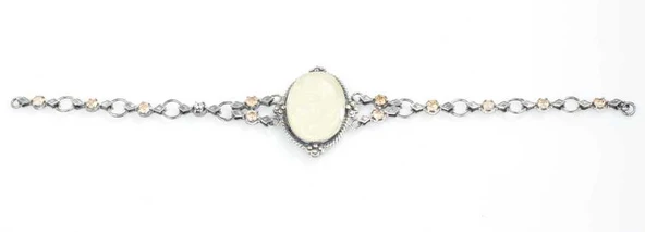 925 Ayar Gümüş Sitrin Taşlı Antik Bizans Bileklik - Resim 5