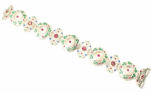 925 Ayar Gümüş İnce Mineli Paftalı Bileklik - Resim 3