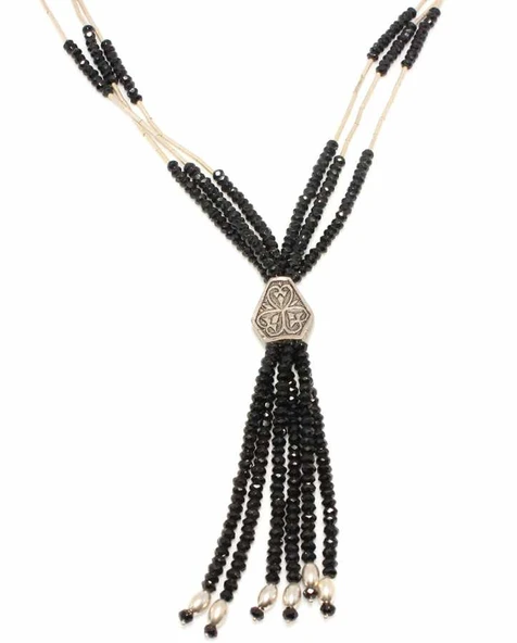 925 Ayar Gümüş Safir Taşlı Şarnelli Kolye, Beyaz ürün görseli