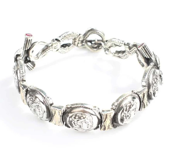 925 Ayar Gümüş Alexander Kafası Bileklik - Resim 2