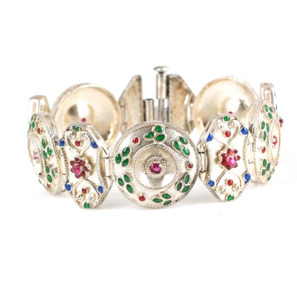 925 Ayar Gümüş İnce Mineli Paftalı Bileklik ürün görseli 1