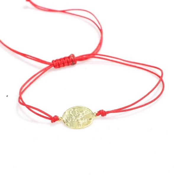 925 Ayar Gümüş Tuğralı İpli Bileklik, Sarı ürün görseli 1