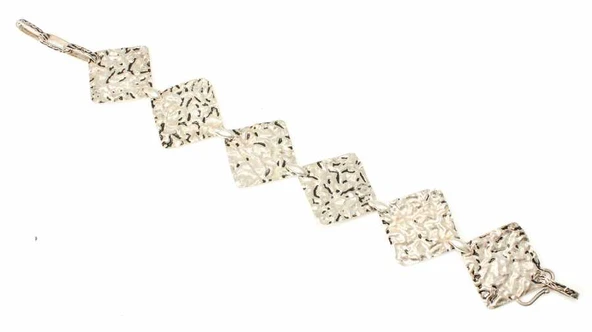 925 Ayar Gümüş Primitiv Kare Paftalı Bileklik - Resim 5