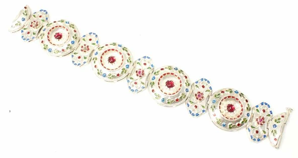 925 Ayar Gümüş Mineli Yuvarlak Paftalı Bileklik - Resim 5