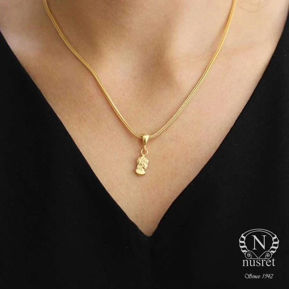 925 Ayar Gümüş Kadın Madalyon Kolye , Sarı ürün görseli