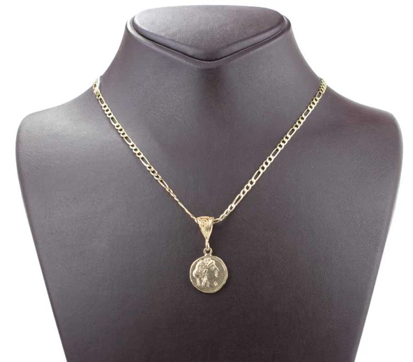 925 Ayar Gümüş Bereket Sembolü Madalyon Kolye, Sarı - Resim 6