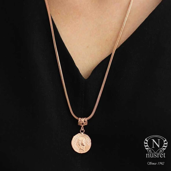 925 Ayar Rose Gümüş Antonius Madalyon Kolye - Resim 2