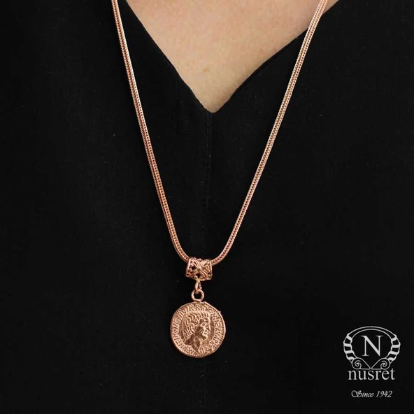 925 Ayar Rose Gümüş Antonius Madalyon Kolye ürün görseli