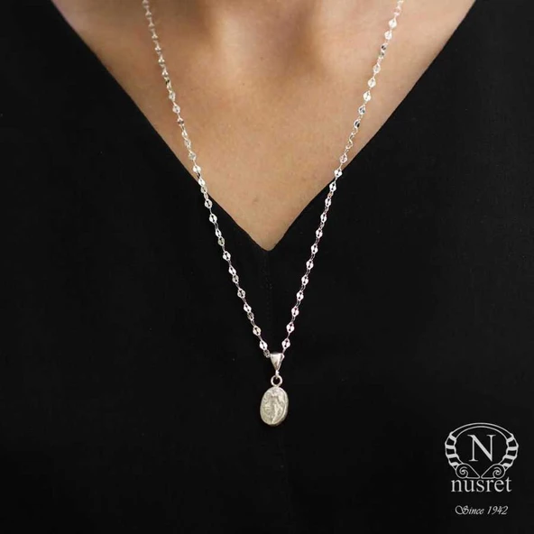 925 Ayar Gümüş Melek Madalyon Kolye - Resim 2