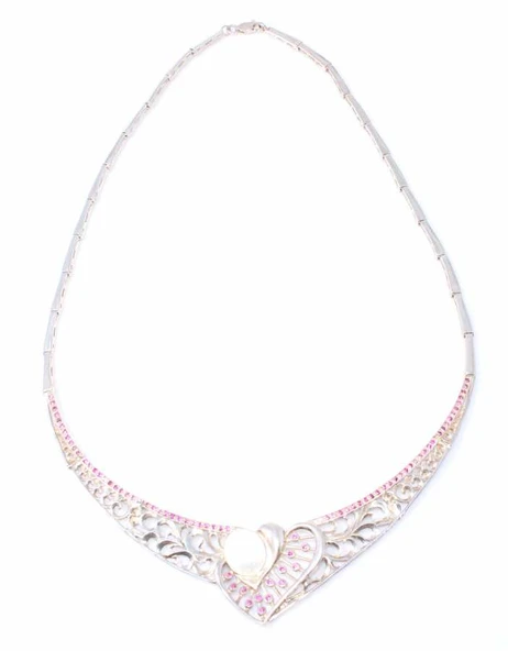 925 Ayar Gümüş Ajurlu Kalp Modeli Kolye - Resim 2