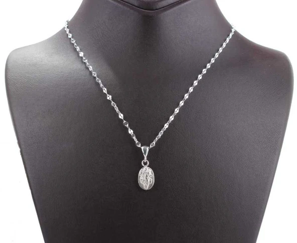 925 Ayar Gümüş Melek Madalyon Kolye - Resim 5