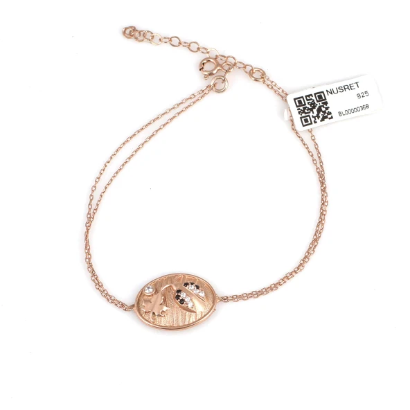 925 Ayar Gümüş Uç Uç Böceği Yapraklı Zincir Bileklik ürün görseli 1