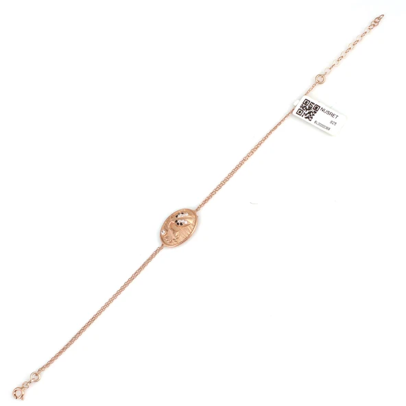 925 Ayar Gümüş Uç Uç Böceği Yapraklı Zincir Bileklik - Resim 3