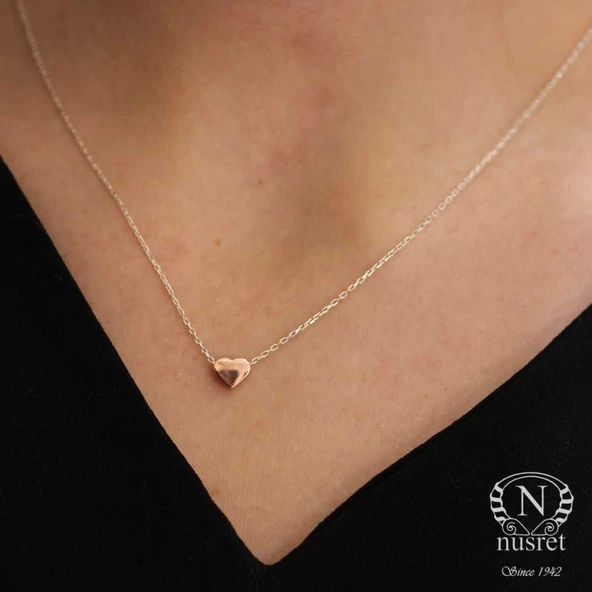 925 Ayar Gümüş Minik Kalp Kolye, Beyaz - Pembe - Resim 2