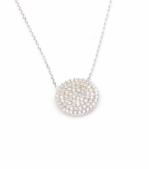 925 Ayar Gümüş Daire Modeli Kolye - Resim 4