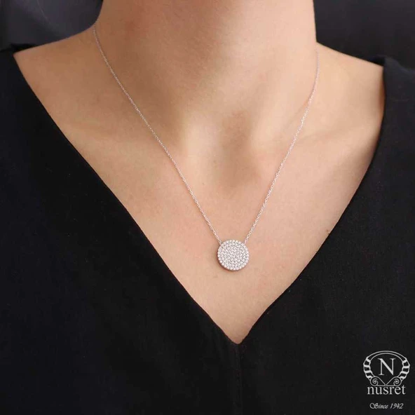 925 Ayar Gümüş Daire Modeli Kolye - Resim 2