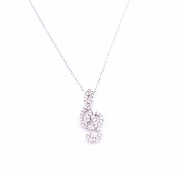 925 Ayar Gümüş Sol Anahtarı Modeli Kolye - Resim 7